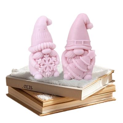 Neuer Weihnachts-Zwerg Kerzen Silikonform DIY Schneemann Umarmung Alabaster Seife Harz Handwerk Zementform Weihnachtsgeschenk