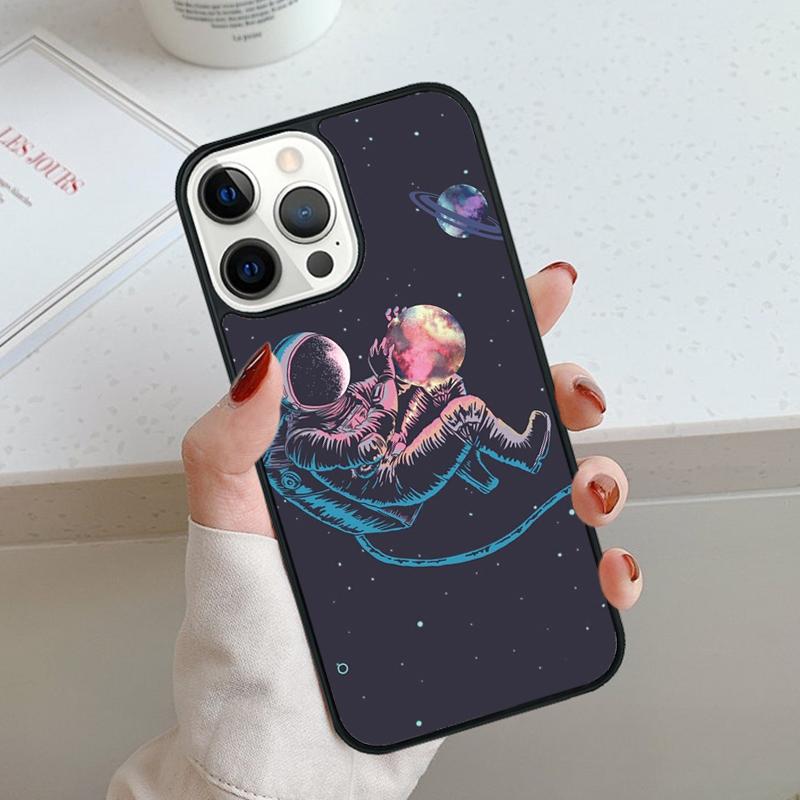 Space Astronaut Illustration Phone Case For iPhone 17 Air 11 12 13 14 15 16 Pro Max Cover For iPhone 17 Air Max Plus