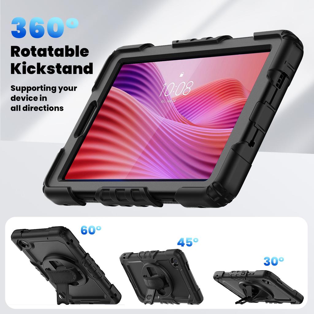 Heavy Duty Case for Lenovo Tab One (K9) 2025 8.7 Inch TB305FU 3-Layers Hybrid Stand Cover with Screen Protector Shoulder Strap