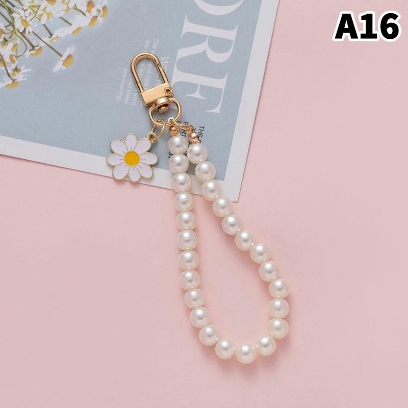 Simulation Pearl Keychains Love Flower Pendant For Bag Car Doll Pendant Beaded Key Charm Decoration For Women Mobile Phone DIY