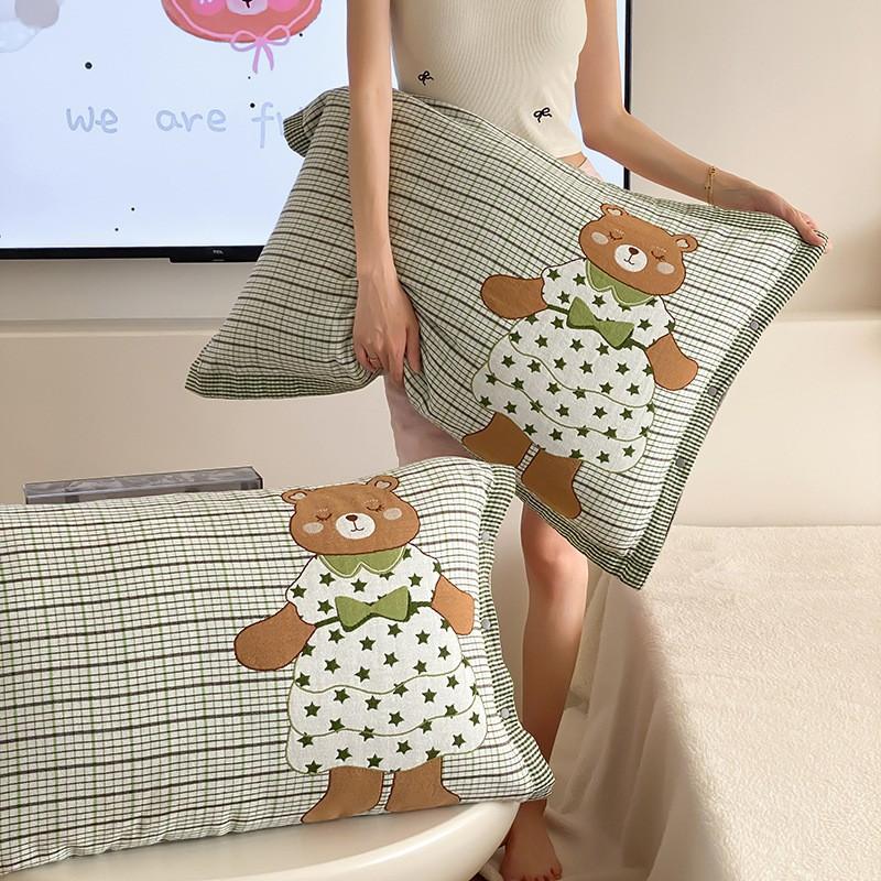 4-Layer Cotton Muslin Pillowcase Set Baby Mom 48x74cm 40s Pure Hypoallergenic Machine Washable