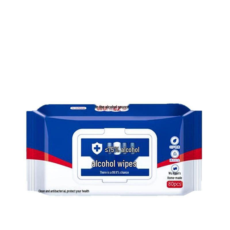 Extra Thick 75% Alcohol Wipes - 80-Count Pack for Household Use