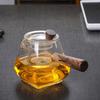 Heat Resistant Glass Teapot with Wooden Handle and Infuser Stovetop Safe For Herbal Flower Tea Brewing Home Use Gift Set