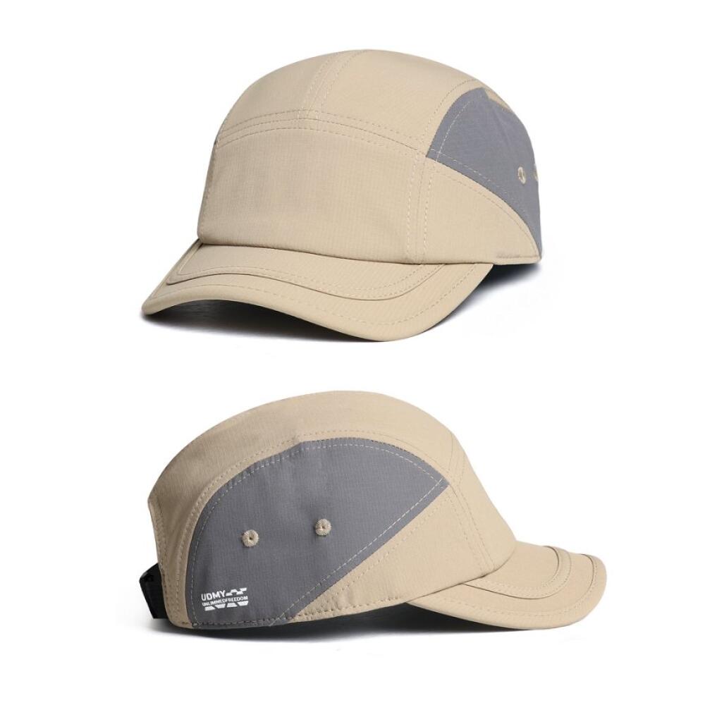 Short Brim 5 Panel Baseball Cap, Mesh Quick-Dry Color Block Plain Hat for Men Women Retro Running Outdoor Casual Headwear