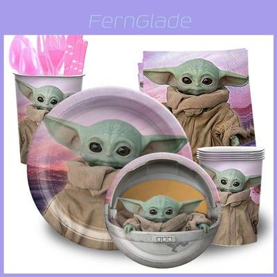 Yoda Kids Theme Birthday Party Decor Supply With Plates Cups Banner Balloons**