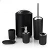 4/6pcs New Bathroom Set Soap Dispenser Toothbrush Holder Toilet Brush Trash Can Soap Dish Bathroom Practical Accessories