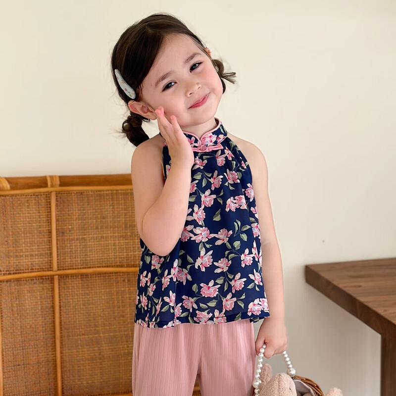 LUSON Летний топ-майка с цветочным принтом для девочки 110