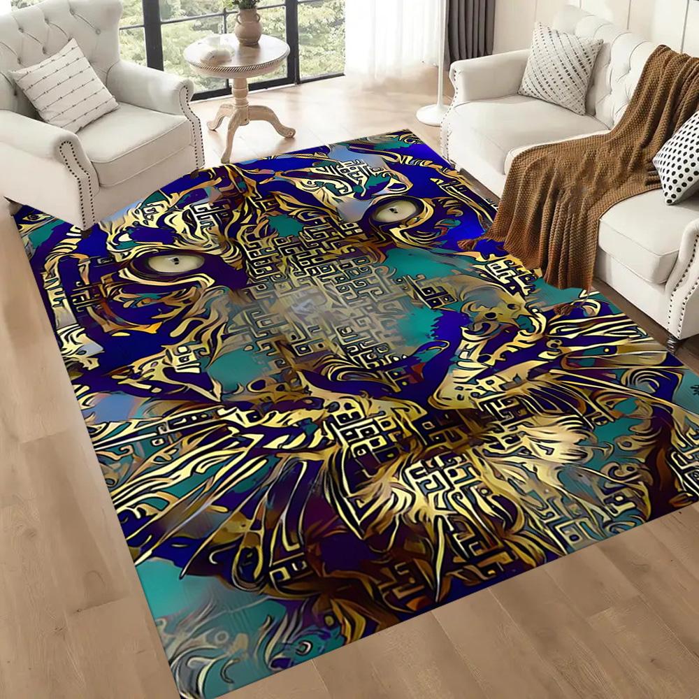 Colorful Tiger Portrait Floor Mats for Living Room, Bedroom and Room Decoration Are Suitable for Gifts.