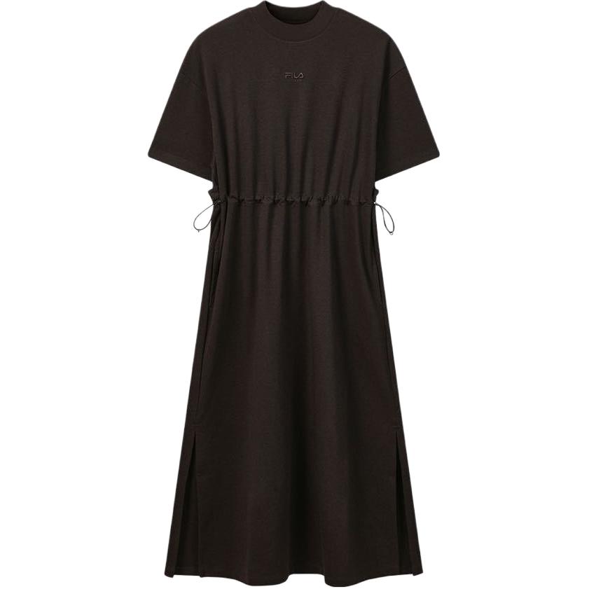 FILA Milano Series Loose Fit Solid Color Short Sleeve Dress Women dresses F11W625308F-BN M
