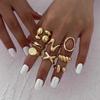 1Set Irregular Glossy Metal Open Rings For Women Vintage Punk Gold Silver Color Personality Finger Ring Female Jewelry