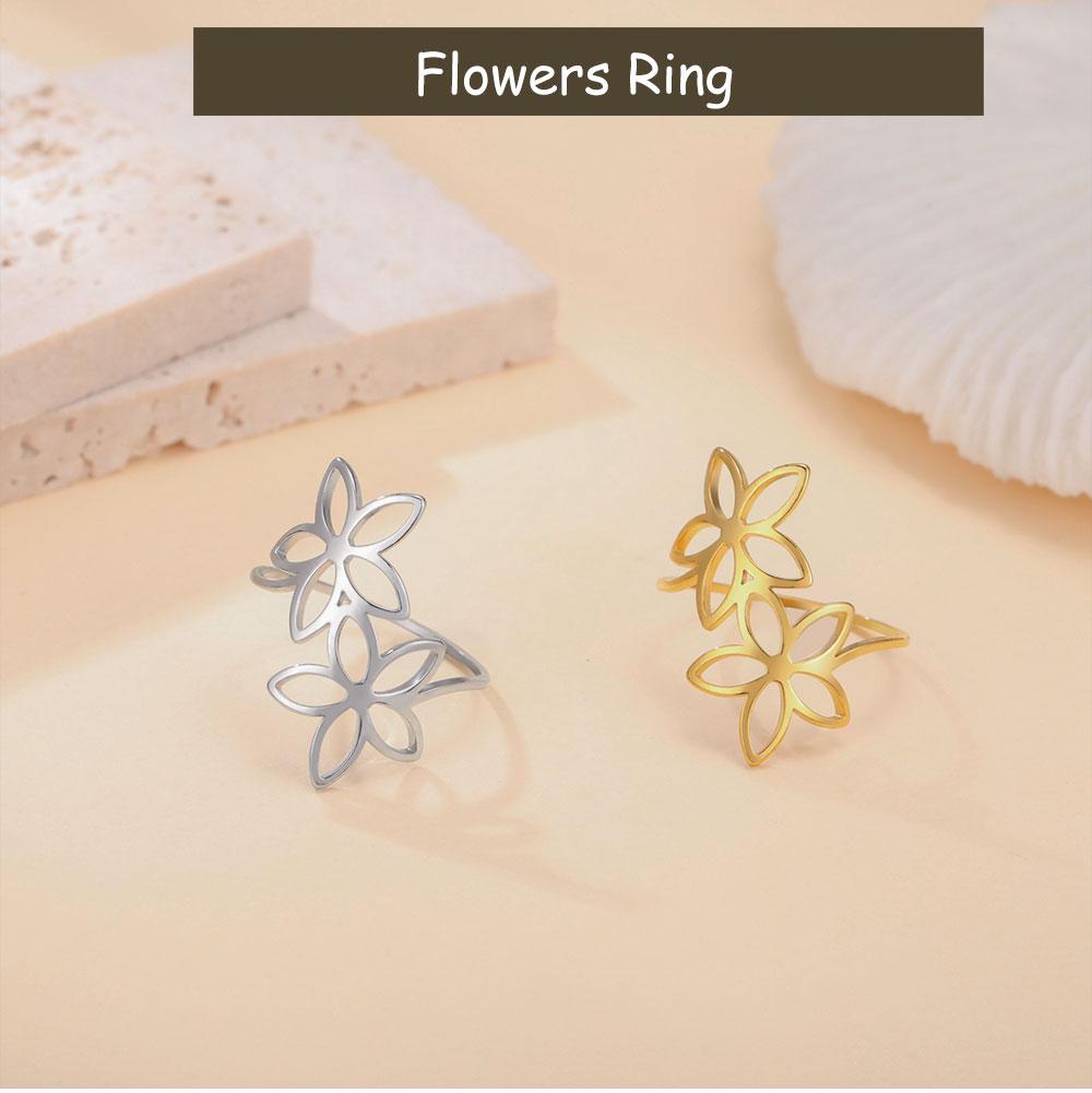 Cazador Flowers Rings for Women Gold Color Finger Rings Stainless Steel Jewelry 2026 Trend Party Birthday Gift Wholesale