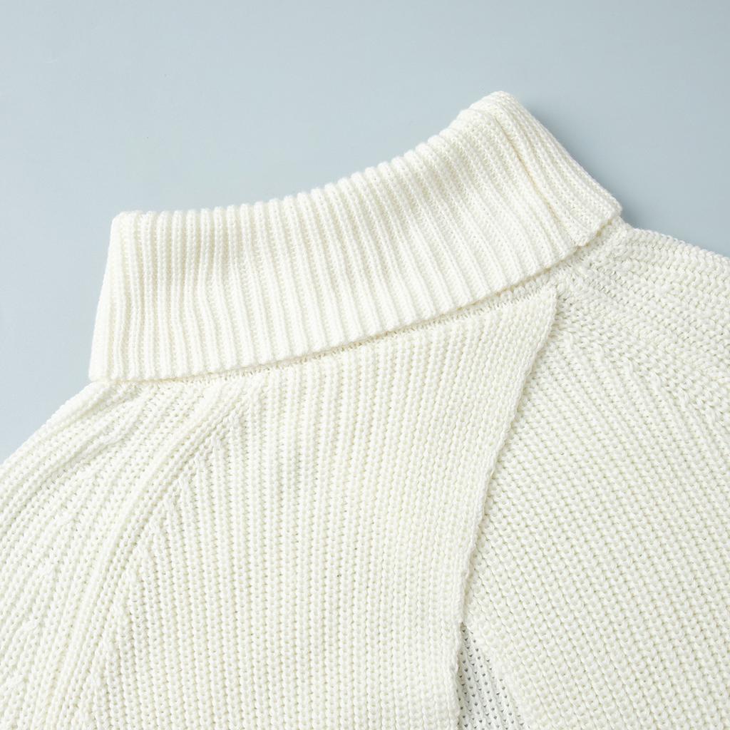 High Neck Warm Sweater for Women Autumn Winter White Pullover Sweater Loose Knitwear Luxurious Relaxed-fit Slimming and Versatile Top