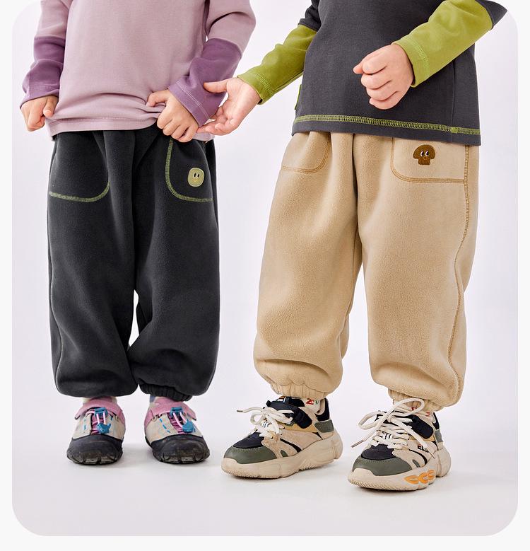 Children's Fleece One-Piece Winter Pants: Boys' Knitted Long Pants & Girls' Warm Casual Pants