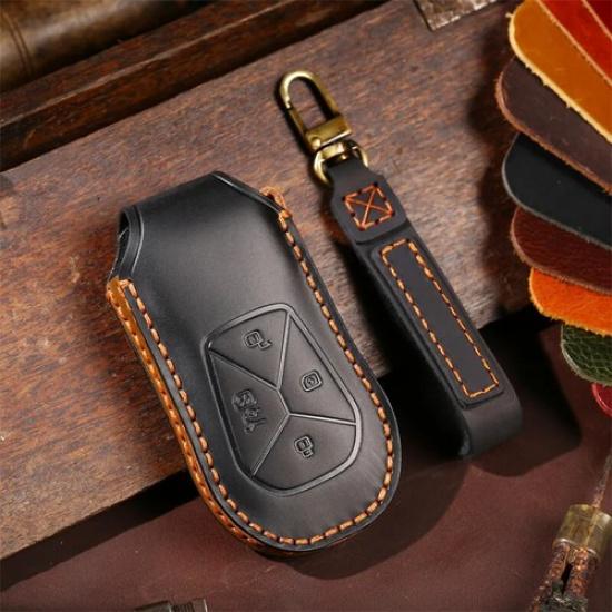 Car Smart Remote Key Leather Case Cover for Xpeng Xiaopeng P5 P7 G9 G3i Keychain чёрный