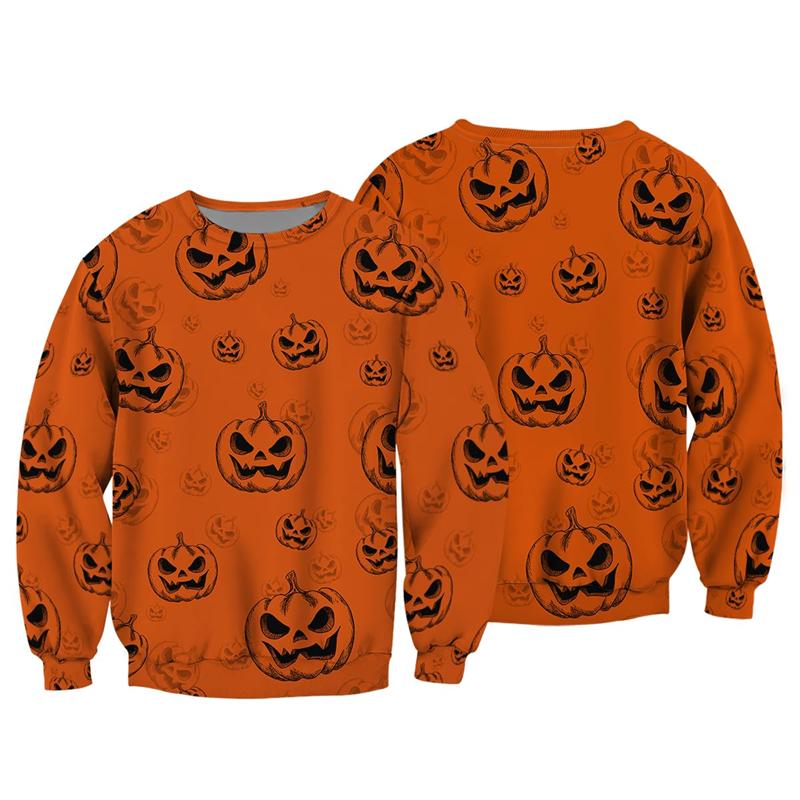 Horror 3D Print Sweatshirts Halloween Harajuku Men Pullover Sweater Long Sleeve Crewneck Streetwear Hoody Clothing Fun Kids Tops
