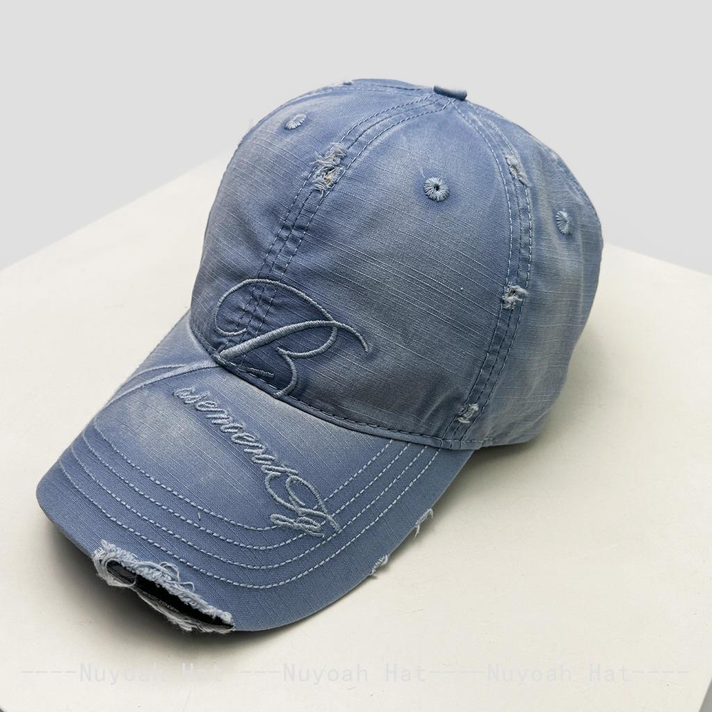 And Women American Vintage Embroidered B Letter Prints Baseball Caps Sun Protection Broken All-Match Personalized Peaked Hats Fashion Street Style