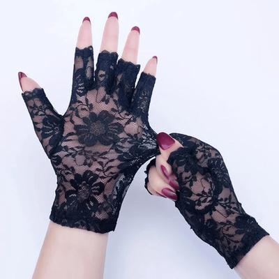 1 Pair Women Half Finger Sun Protection Gloves Fingerless Lace Wedding Decoration Gloves Fingerless Style