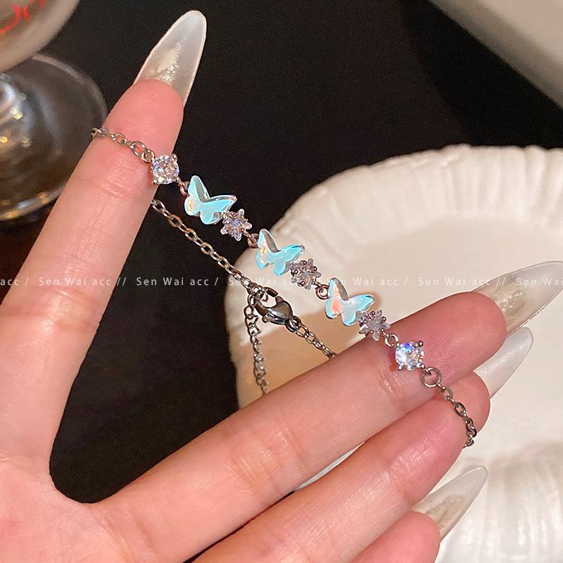 Korean super fairy zircon star butterfly bracelet women s light luxury temperament bracelet exquisite and sweet jewelry
