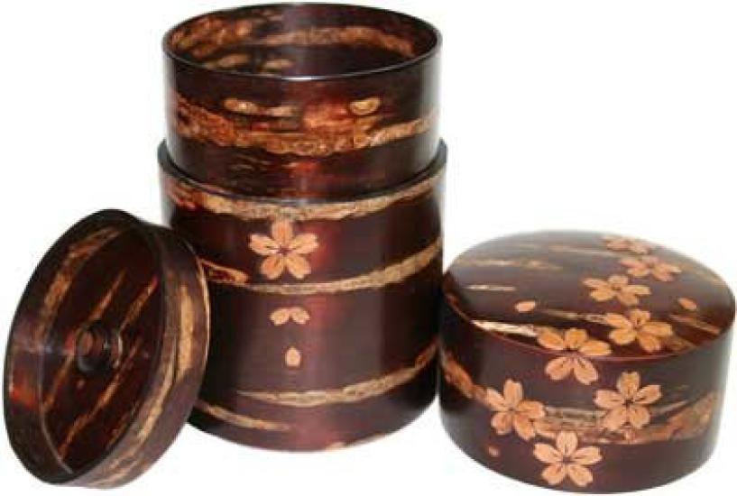 Kakunodate cherry bark crafts: Tea caddy made entirely from cherry bark (medium)