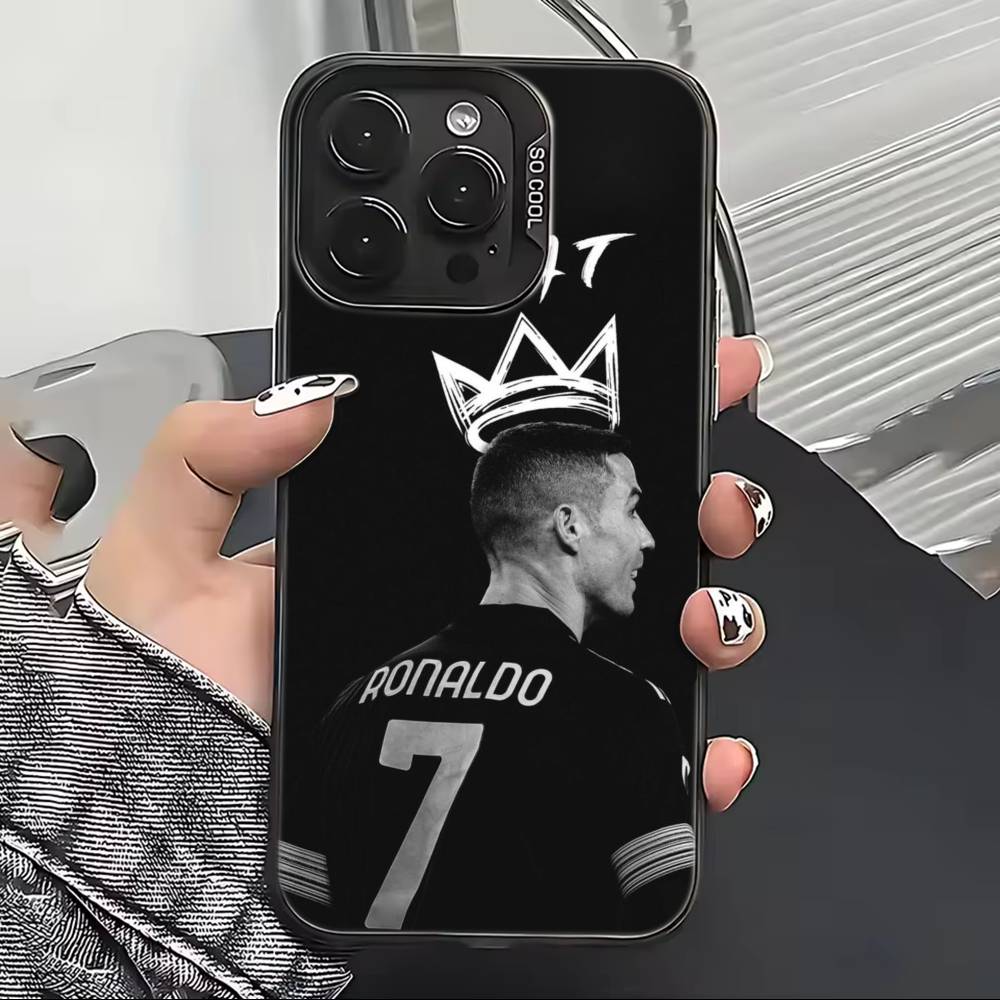 F-Famous Football Players C-CR7 Phone Case For iPhone 17,16,15,14,13,12,11 Plus,Pro Max,XS,Colorful Silver Black Cover