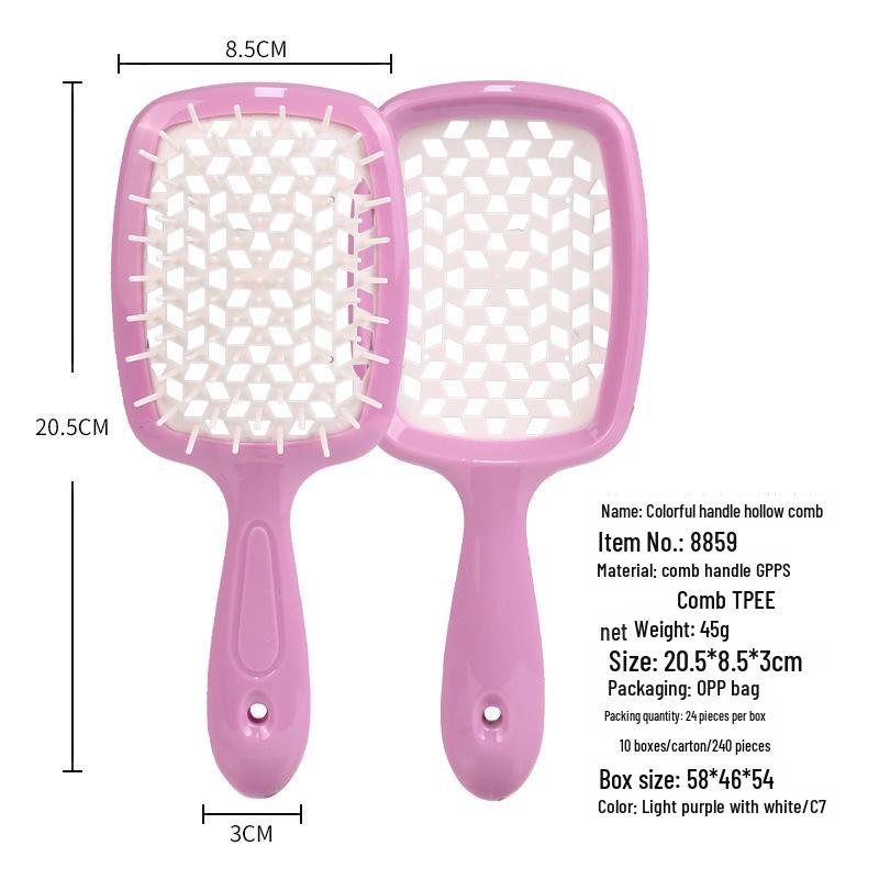 Pente de Massagem com Grelha Quadrada de Emenda – Ferramenta para Cabelo Volumoso e Alisamento