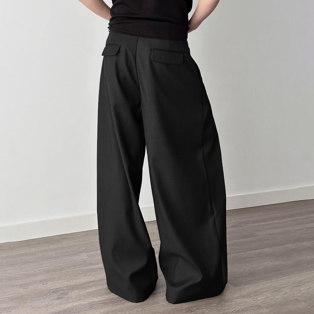 Men's Wide Leg A-line Casual Trousers Floor Length Dress Pants