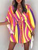 Summer Sleeve V-Neck Tie-Up Casual Vacation Dress Women's Clothing