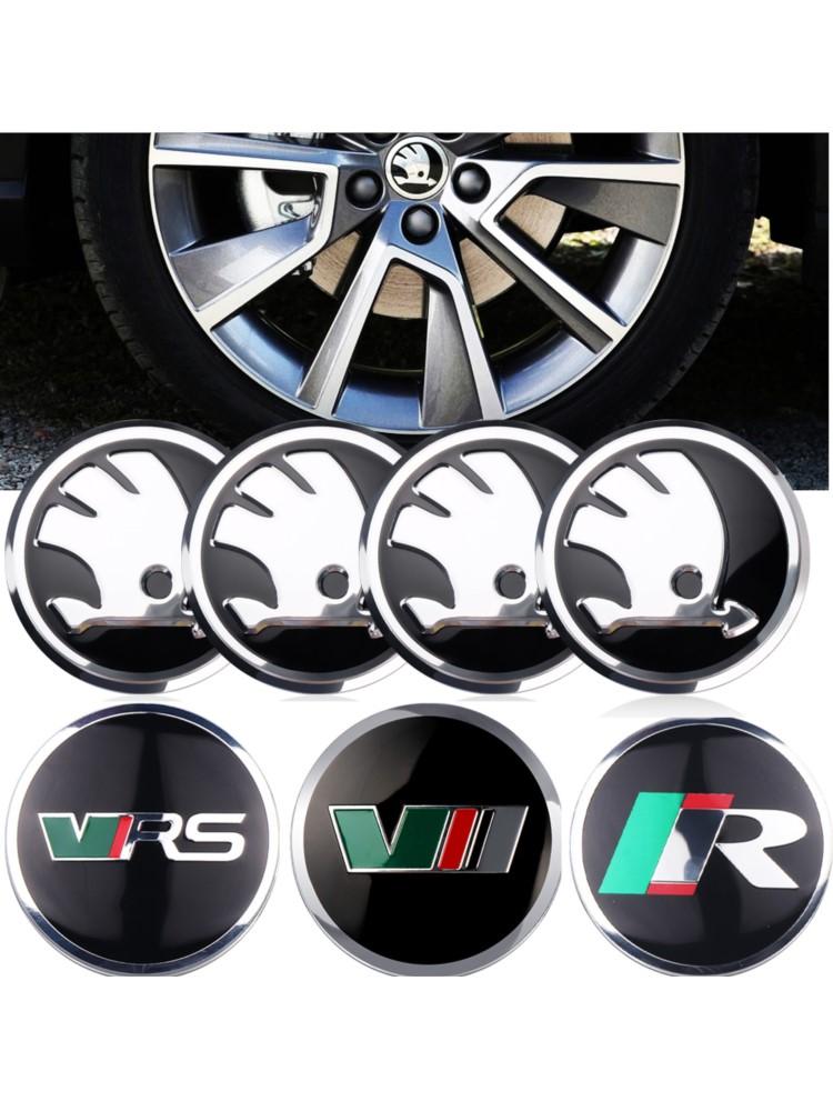 4Pcs Car Styling Wheel Hub Cap Sticker Auto Refit Accessories For Skoda Octavia Fabia Rapid Superb Yeti Enyaq Kamiq Karoq Scala