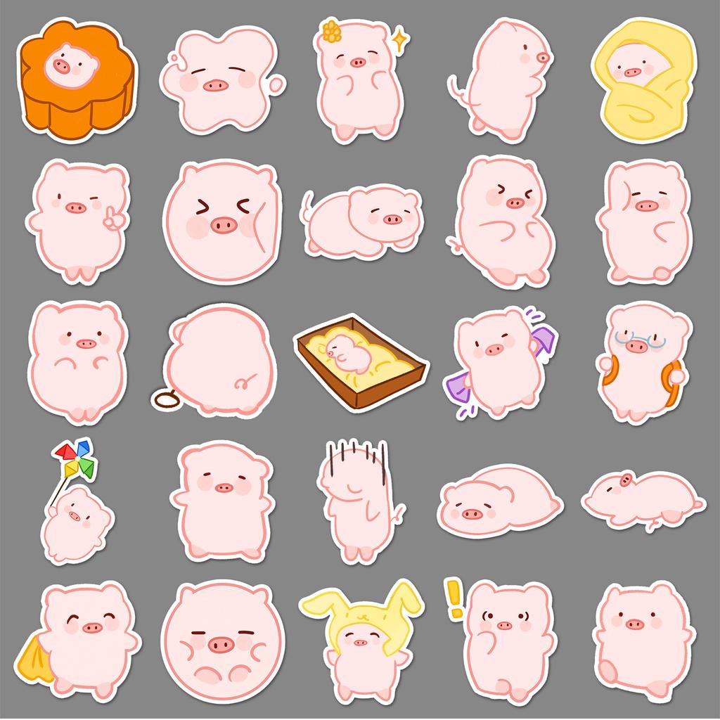 50 Cartoon Piglet Cute Animals Children Reward Decorative Water Cup Suitcase Stickers