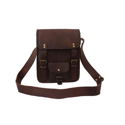 Pánska brašna z pravej vintage kože Long Messenger Kabelka na laptop Aktovka