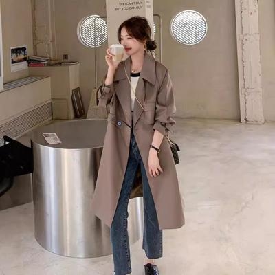 Versatile Khaki Windbreaker Women's Spring and Autumn New Casual Temperament British Jacket Top