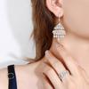 S silver, retro triangular zirconium set, hollowed-out water drop fringed earrings, collarbone chain, women's silver jewelry supply