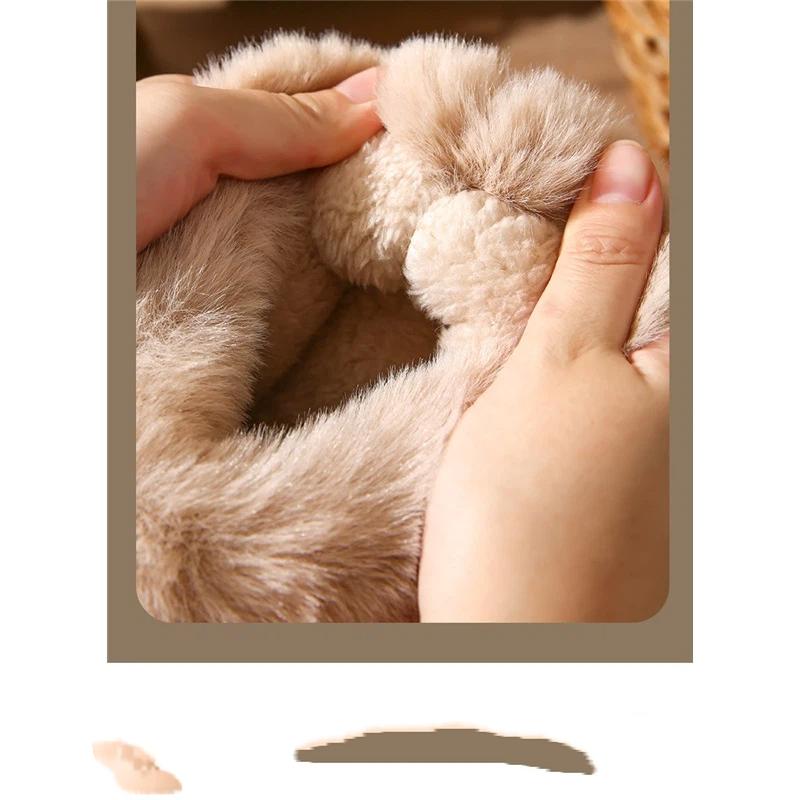 Women's Autumn And Winter Warm Plush Home And Outdoor Thick Soled Anti Slip Bag Root Cotton Shoes