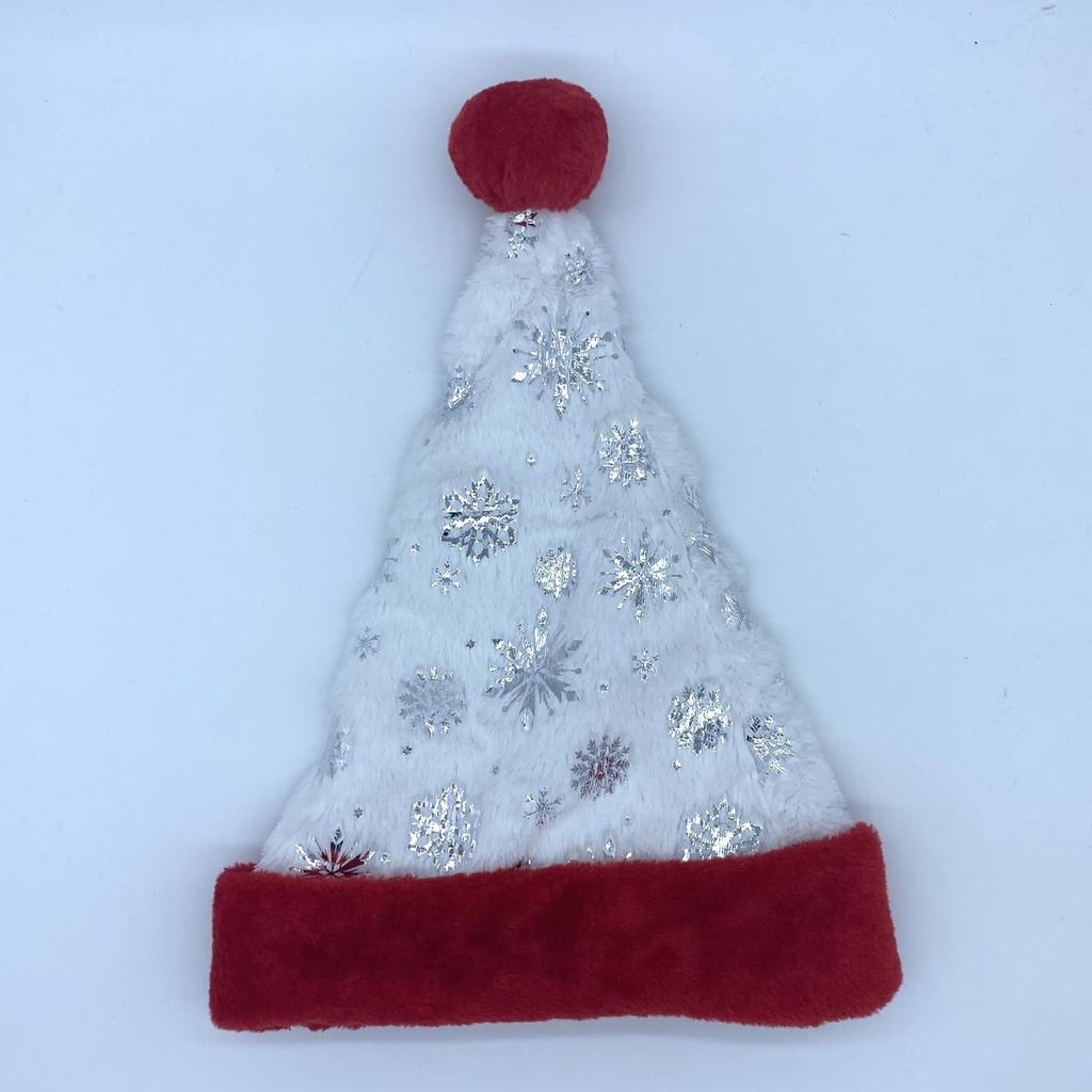6pcs Christmas Hat Hot Stamping Snowflake White Red Plush Personalized Christmas Hat Holiday Decoration Plush Material