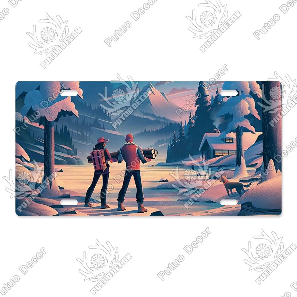 Putuo Decor Ilustrace SPZ Plechová cedule Plaketa Kovová dekorativní deska do auta Dveře do obývacího pokoje Domácí nástěnná dekorace