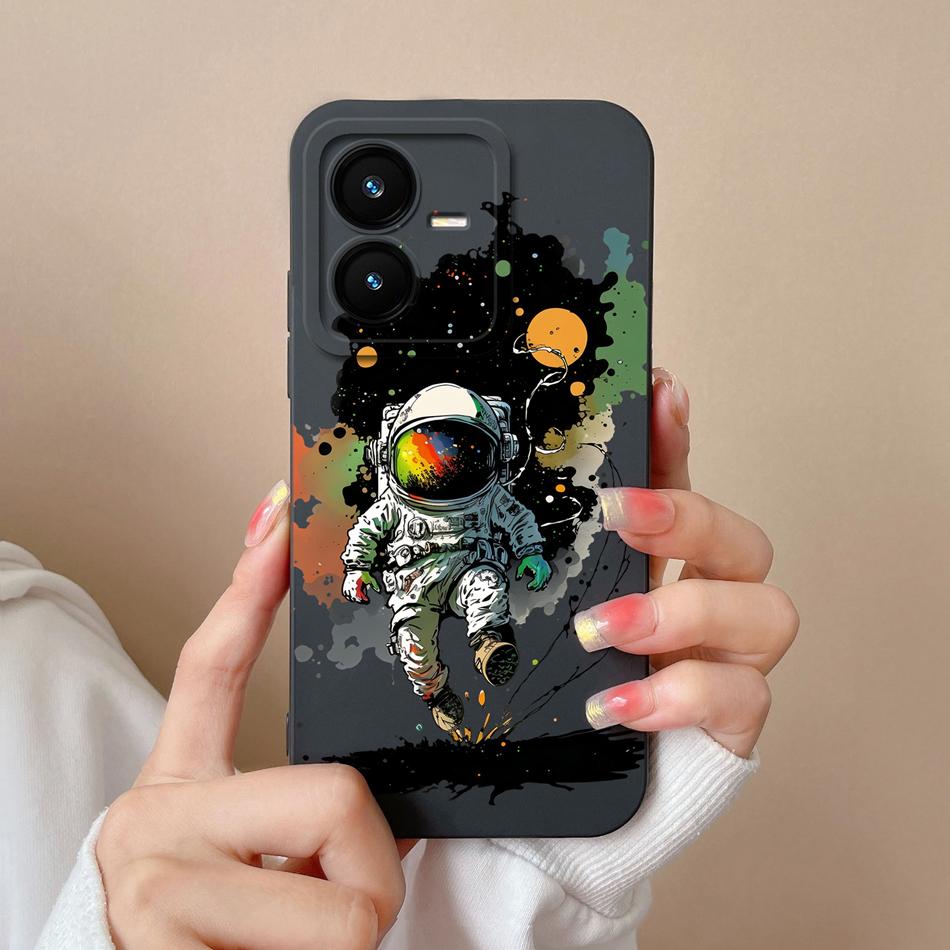 Case For Vivo Y22 Y22S Cover Camera Lens Protector For Vivo Y 22 Soft Liquid Silicone Cartoon Phone Back Covers For Women Man