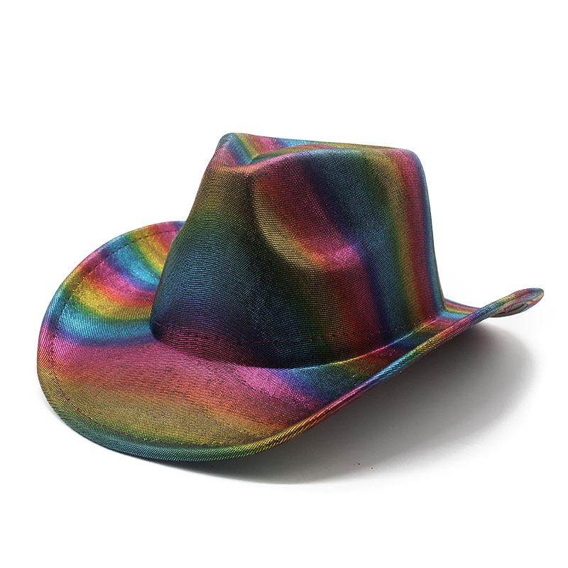 Rainbow Striped Cowboy Hat Colorful Top Hat Western Men And Women Party Orgy Decorative Holiday Hat