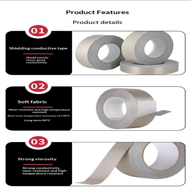 20M Tape Double Conductive Fabric Tape 5Mm~50Mm Width Single-Sided Laptop Cellphone Lcd Emi Shielding Adhesive Tape