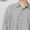 INCERUN Men Lapel Neck Long Sleeve Striped Casual Buttons Up Shirts