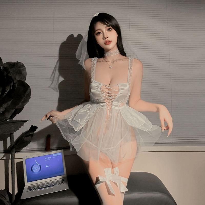 Sex lingerie sexy bridal suit cosplay uniform sexy pajamas wedding dress temptation free qqny pure desire