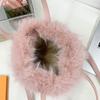 Women Faux Fur Shoulder Bag Fluffy Crossbody Bag Adjustable Strap Mini Tote Bag Solid Satchel Purse for Travel Party