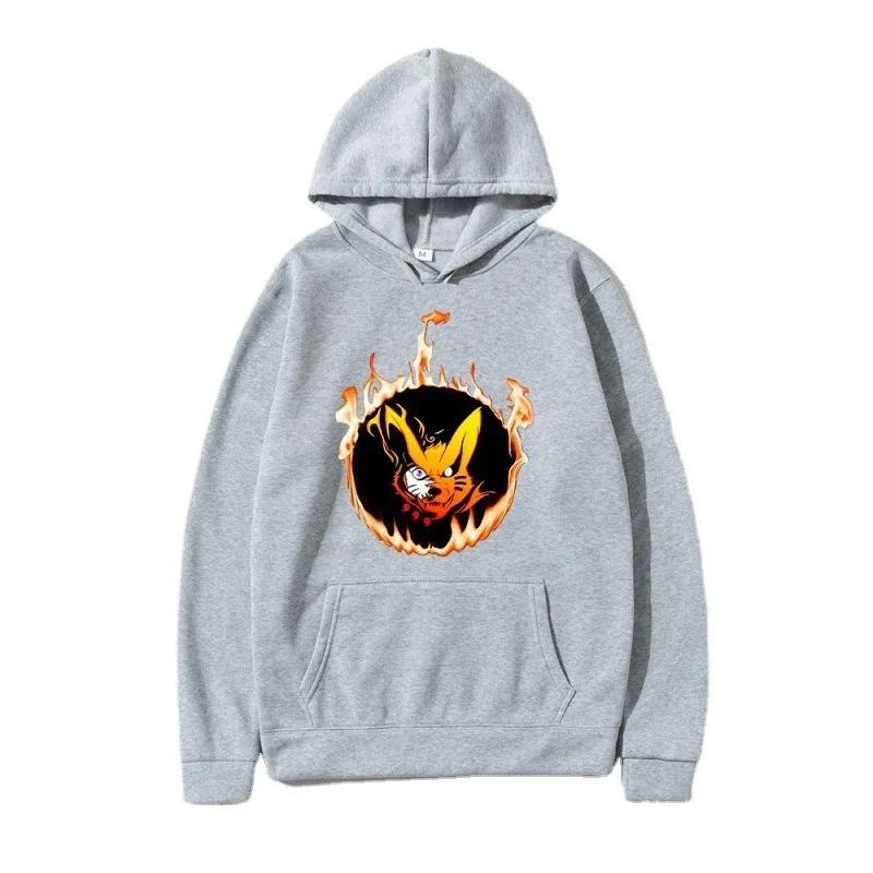 Japanese Animation Kurama Men's Hoodie Vintage Unisex Pullover Men Vintage Graphic Hoody Tops Oversize Streetwear Clothing