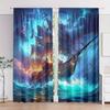 2er Set HD Meereswellen Segelboot Druck Vorhänge - Lichtdurchlässig, Stangentasche Design für Schlafzimmer, Wohnzimmer, Büro Dekor - Langlebig