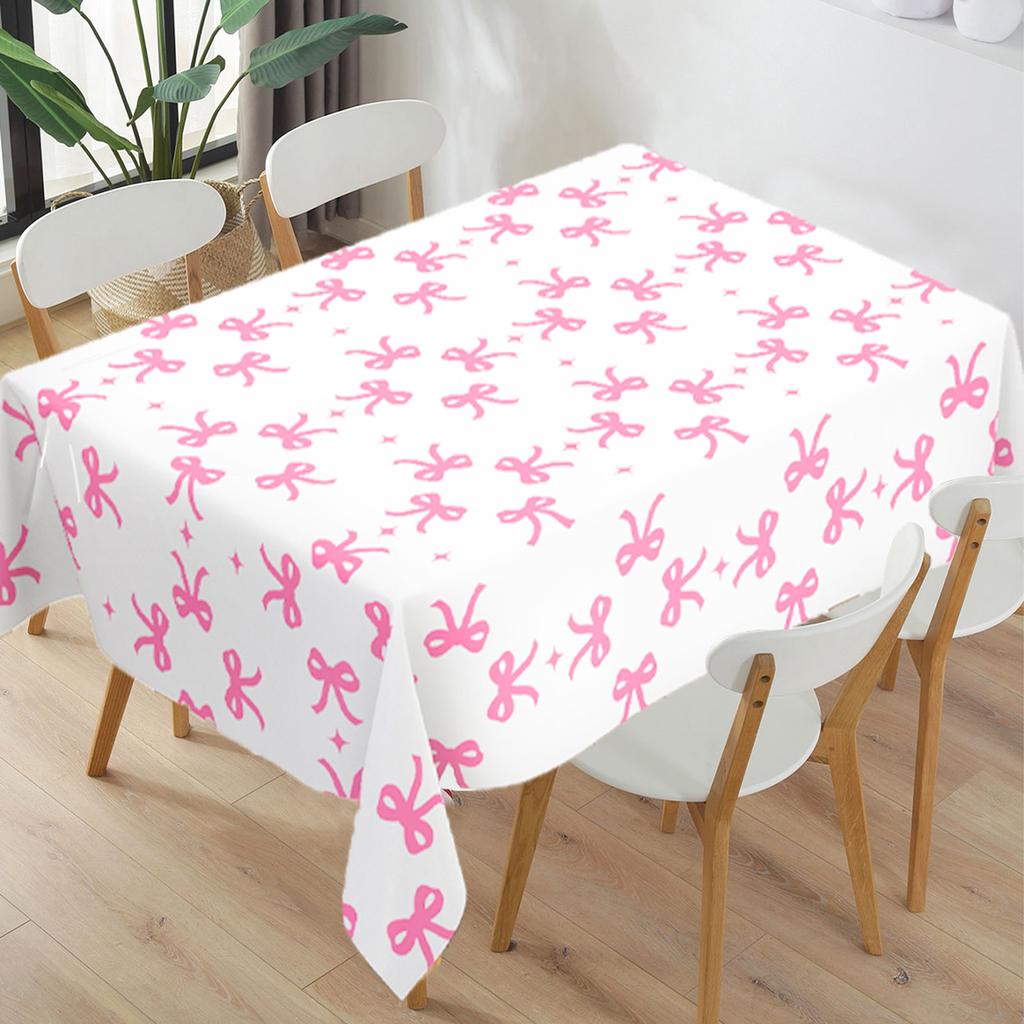 White Pink Bow Table Cloth Coquette Birthday Decor for Women for Girls Bridal Baby Shower Birthday Party Stylish Party Supplies