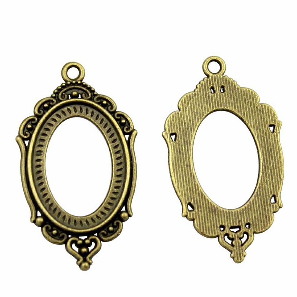 Oval Bezel Pendant Setting With Bail Fit 18x25mm Cabochon Blank Bases Tray