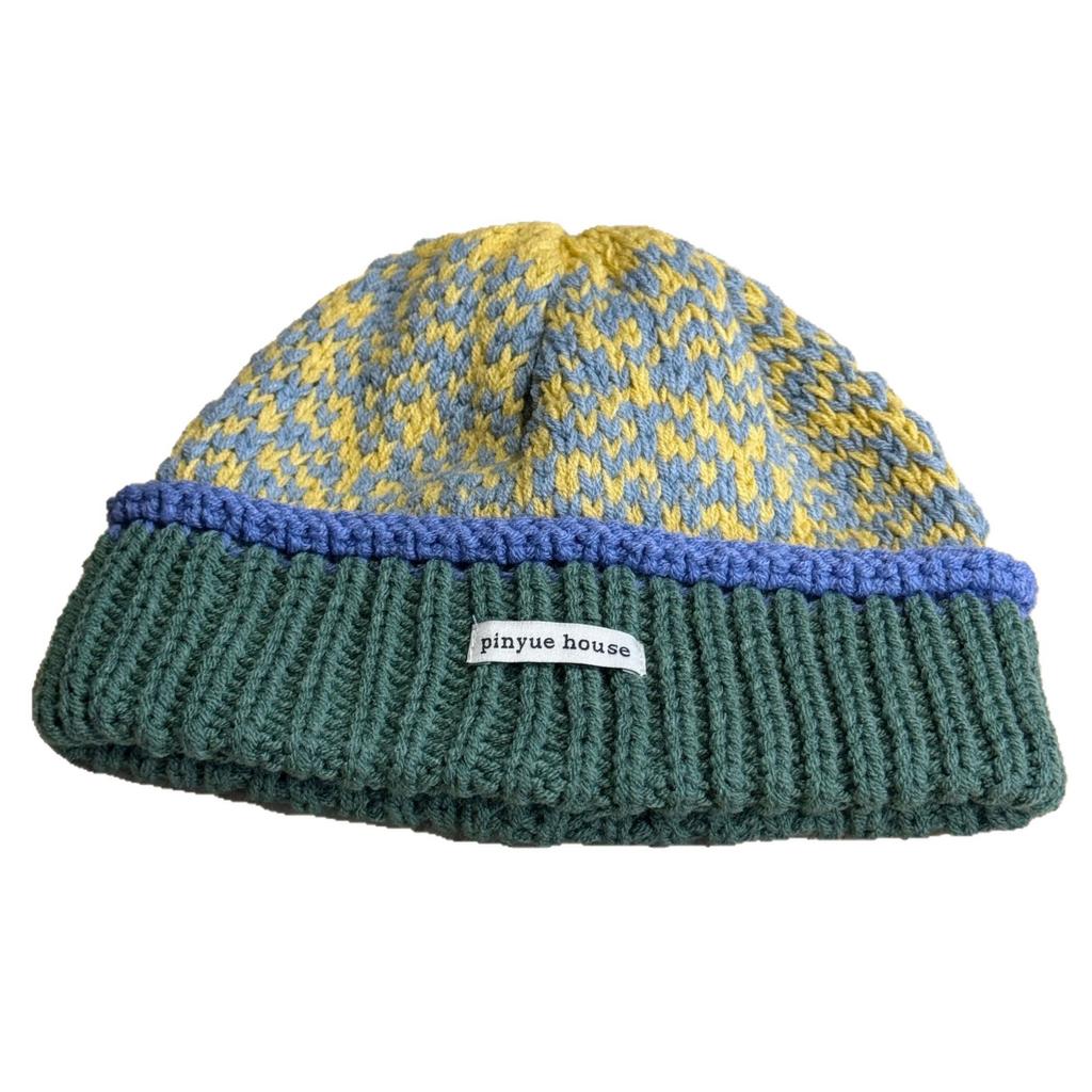 Fair Isle Color blocked Wind Dopamine Autumn and Winter Knitted Men's and Women's Warm Woolen Hats To Protect Against Cold and Ear Protection