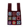 Marni Market Logo Patchwork Crochet Tote Bag Women Handbags Burgundy Multicolor SHMH0011Q2FC001JQM80