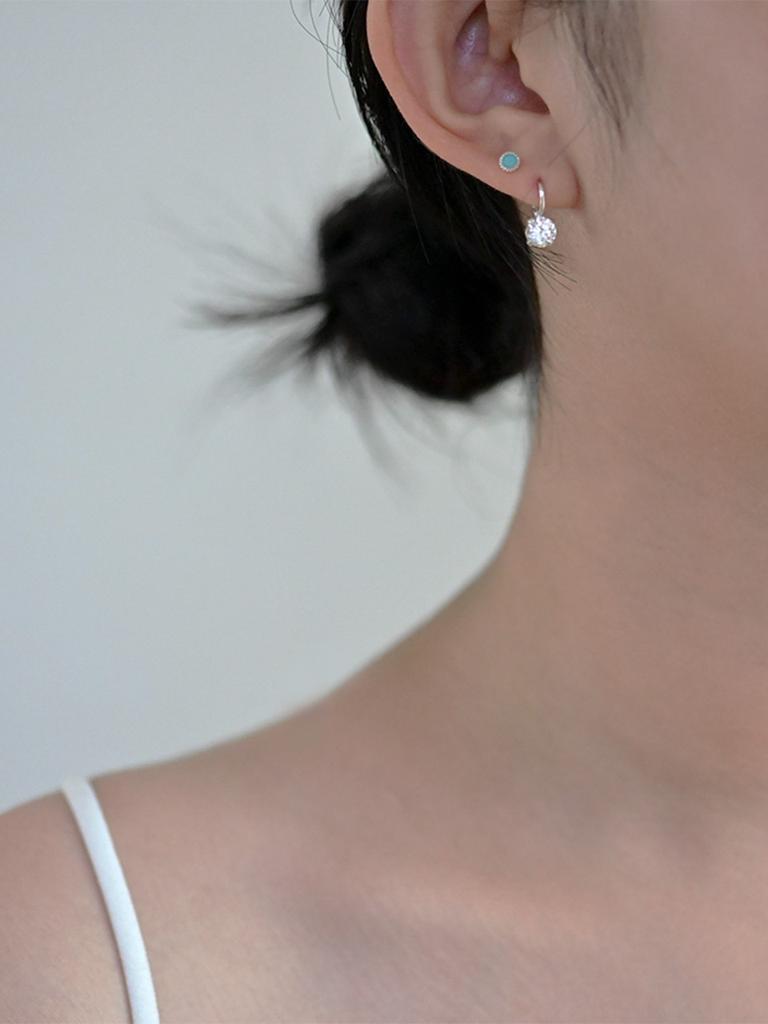 Lucore Silver 925 Pure Drop Cubic One-Touch Earrings