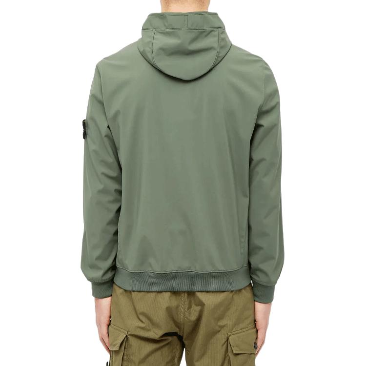 STONE ISLAND Logo-Aufnäher Kapuzenjacke Langarm Reißverschluss Jacke Herrenjacken Militärgrün 721540927-V0058