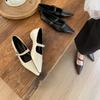 Temperament retro inner height increase Spring and Autumn French pointed head with metal buckle shallow mouth single shoes women's new 2025